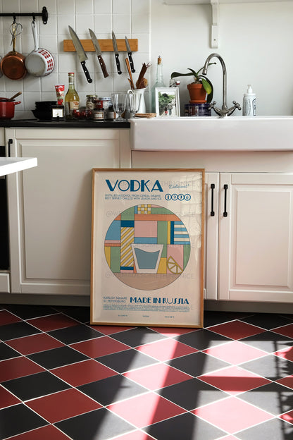 Vodka Print, Bar Cart Print, Cocktail Poster, Cocktail Print, Retro Wall Art, Drinks Poster, French Retro, Kitchen Decor, Mid Century Modern