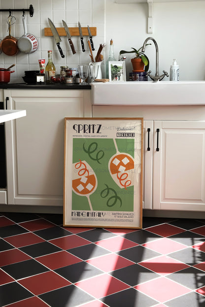 Spritz Cocktail Poster, Kitchen Poster, Kitchen Print, Retro Print, Travel Poster, Kitchen Decor, Cocktail Print, Birthday, Housewarming