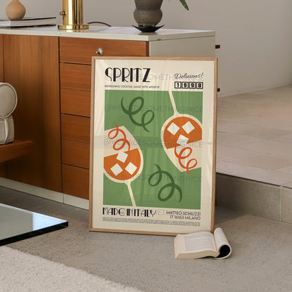 Spritz Cocktail Poster, Kitchen Poster, Kitchen Print, Retro Print, Travel Poster, Kitchen Decor, Cocktail Print, Birthday, Housewarming