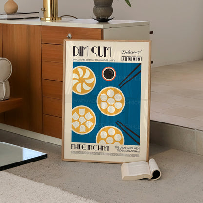 Dim Sum Poster, Kitchen Poster, Kitchen Print, Food Print, Modern Kitchen Decor, Illustration, Chef Print, Exhibition Poster, Retro Wall Art