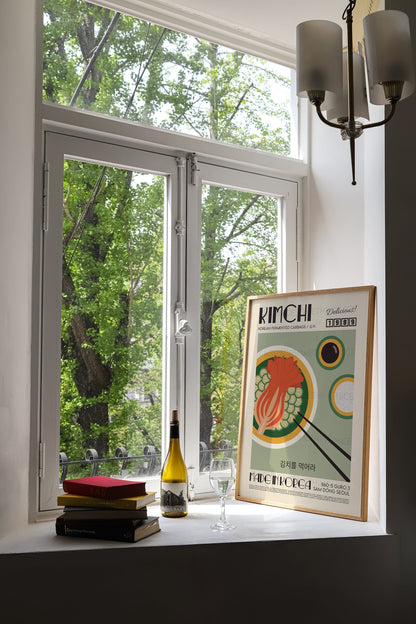 Kimchi Poster, Kitchen Poster, Kitchen Print, Food Print, Modern Kitchen Decor, Illustration, Ramen, Dumplings, Retro Wall Art