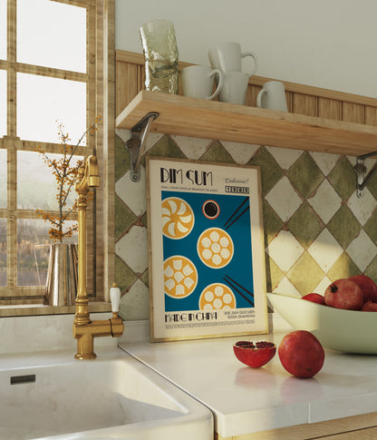 Dim Sum Poster, Kitchen Poster, Kitchen Print, Food Print, Modern Kitchen Decor, Illustration, Chef Print, Exhibition Poster, Retro Wall Art
