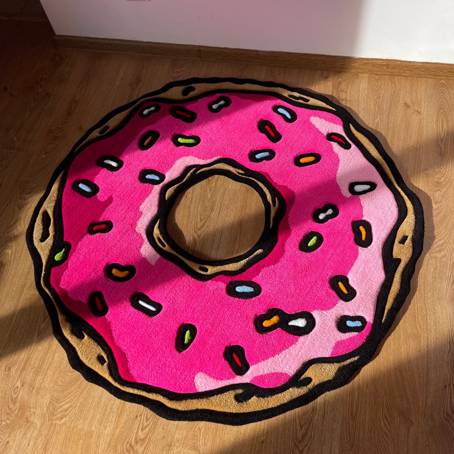 Handmade Tufted Pink Donut Rug - Perfect Gift for Friends, Girlfriends, Kids, Colleagues and Cartoon Fans