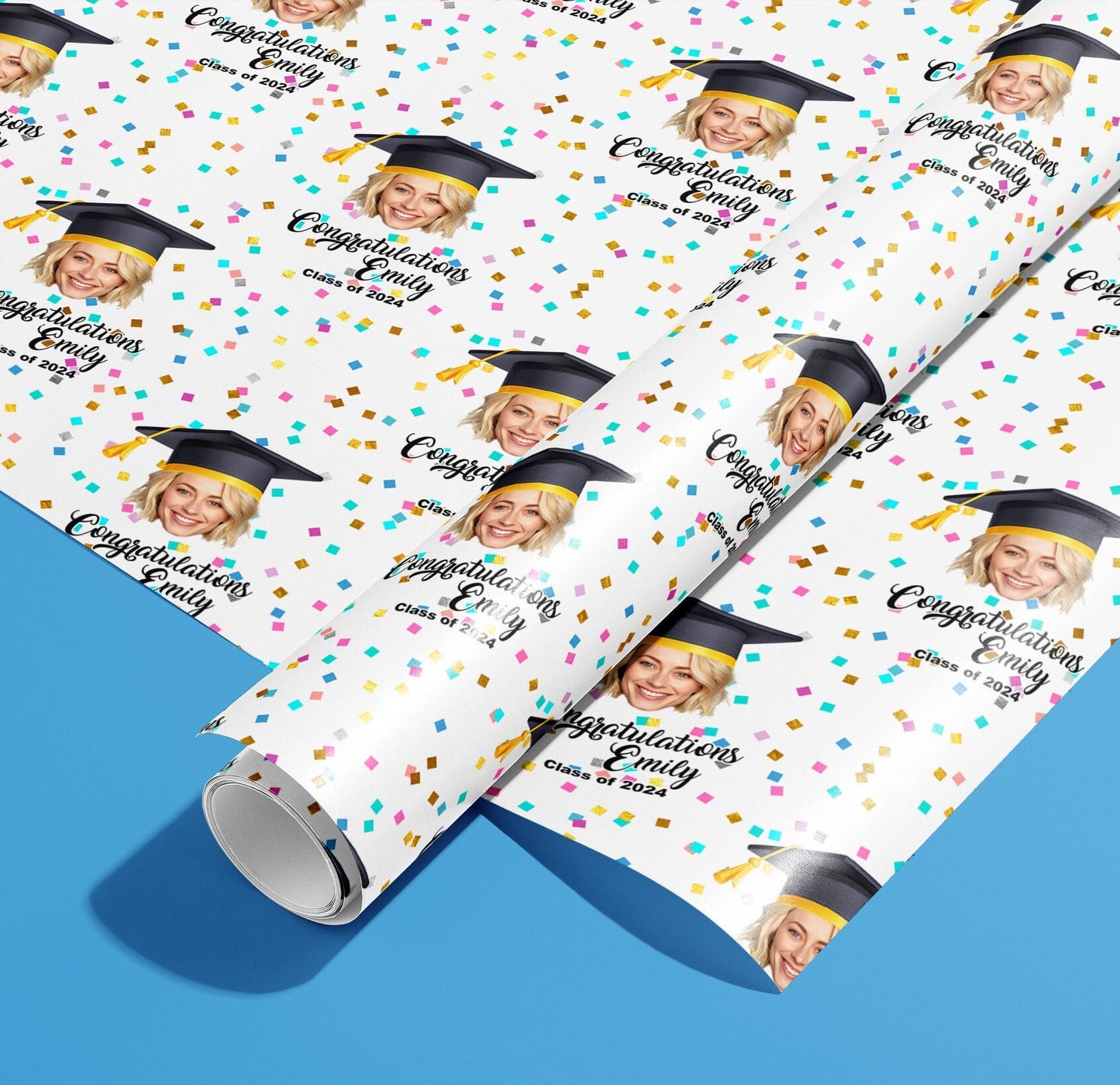 Personalised Graduation Gift Wrap, Wrapping Paper, Class, Your Name, Customised, Picture, Party, Paper, Your Age, Anniversary, Recycle, Eco