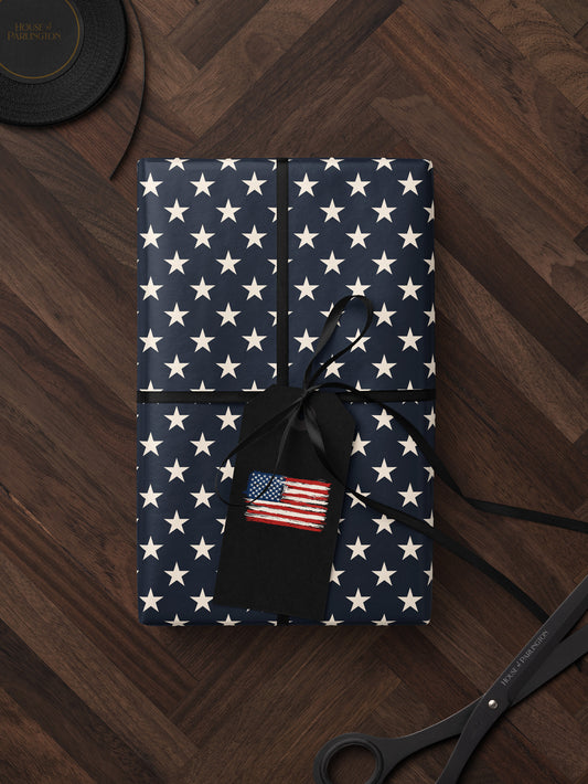 Patriotic Star Gift Wrap Paper 4th of July Decoration Memorial Day Gift Flag Decor Wrapping Paper Roll American Flag Gift for Military