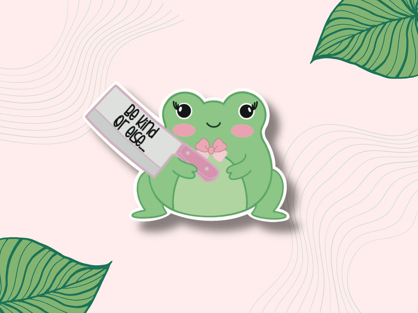 Frog with Knife Sticker- Cute Frog Vinyl Sticker, Kindle waterproof decal, Aesthetic Phone Case Sticker, Laptop Decal, Funny Frog Sticker