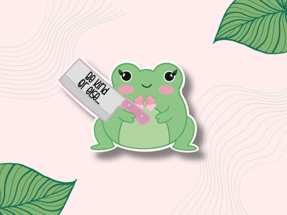 Frog with Knife Sticker- Cute Frog Vinyl Sticker, Kindle waterproof decal, Aesthetic Phone Case Sticker, Laptop Decal, Funny Frog Sticker