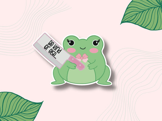 Frog with Knife Sticker- Cute Frog Vinyl Sticker, Kindle waterproof decal, Aesthetic Phone Case Sticker, Laptop Decal, Funny Frog Sticker