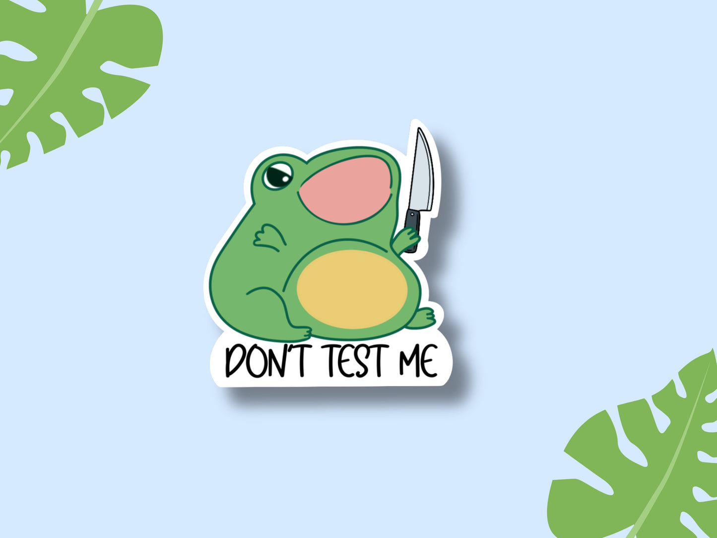 Frog with Knife Sticker- Screaming Angry Frog Vinyl Sticker, Kindle waterproof decal, Phone Case Sticker, Laptop Decal, Funny Stickers