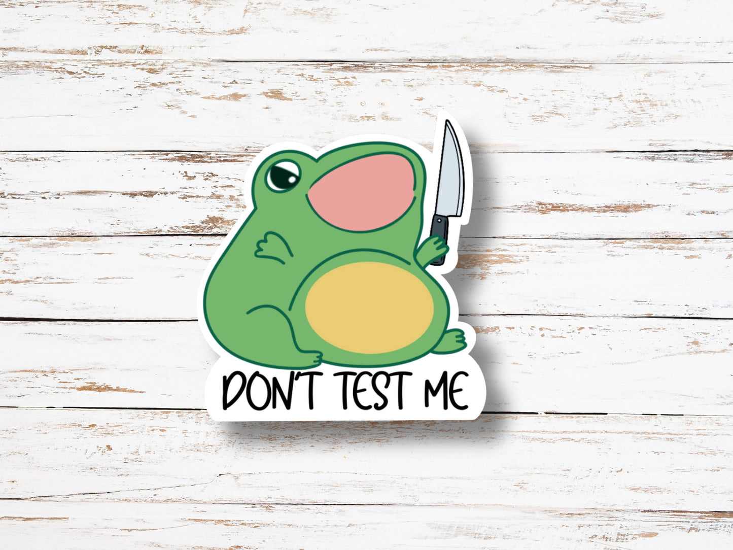 Frog with Knife Sticker- Screaming Angry Frog Vinyl Sticker, Kindle waterproof decal, Phone Case Sticker, Laptop Decal, Funny Stickers