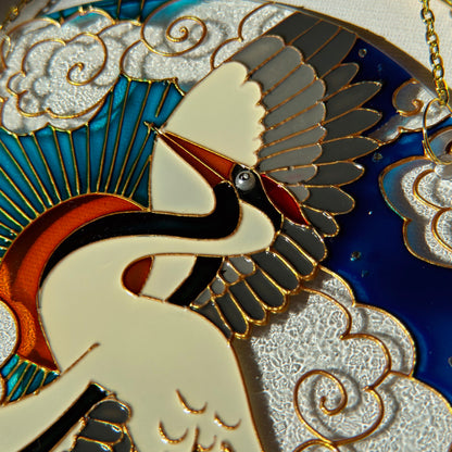 Japanese Crane Unique Suncatcher for window Mothers day gift Aesthetic room decor for every home Stained glass painting