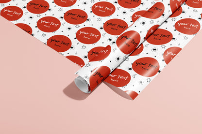 Personalised Wrapping Paper, Gift Wrap, Customised, Birthday, New Born, New Baby, Baby Shower, Celebration, Boy, Red, Paper, Festive