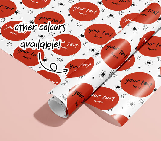 Personalised Wrapping Paper, Gift Wrap, Customised, Birthday, New Born, New Baby, Baby Shower, Celebration, Boy, Red, Paper, Festive