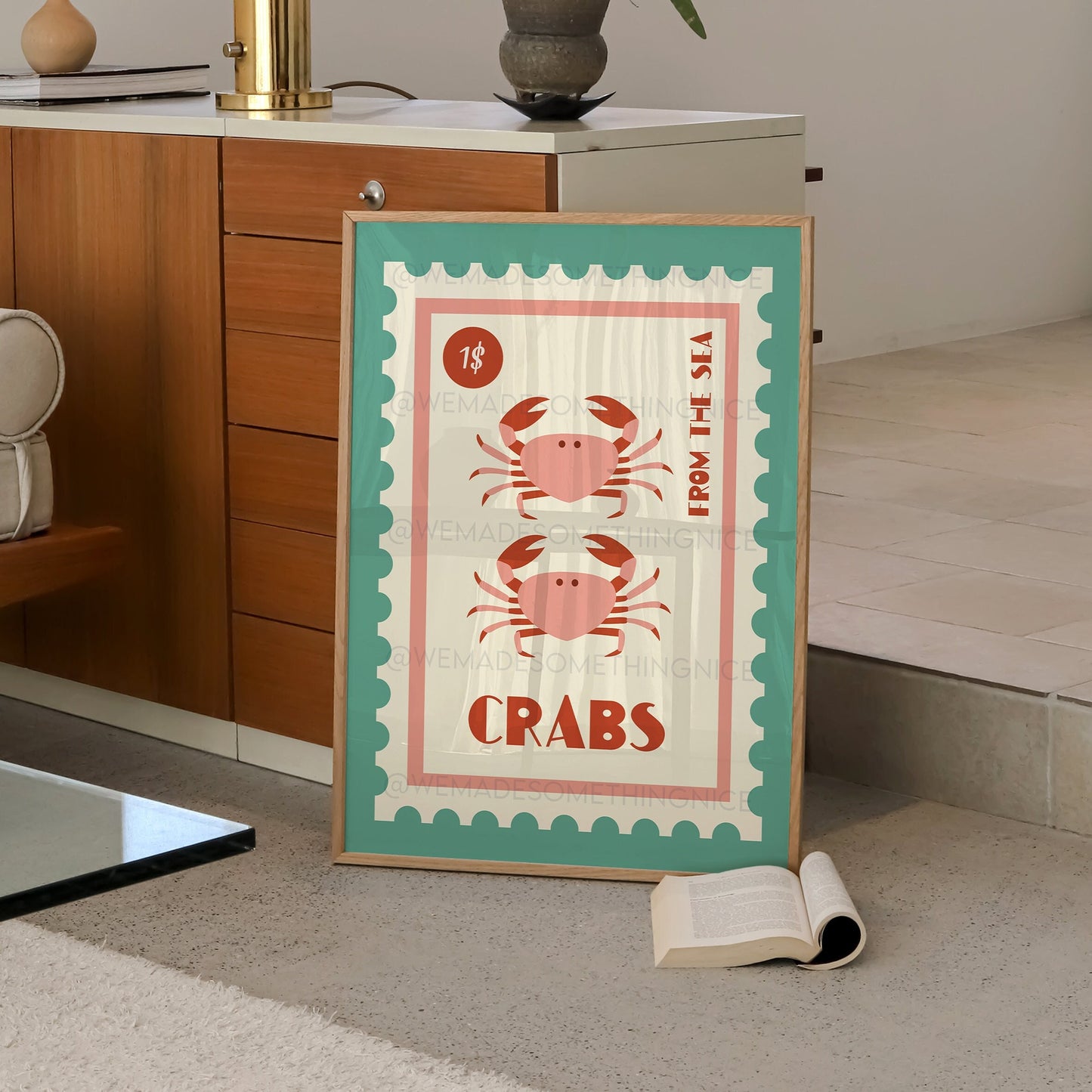 Crab Print, Coastal Wall Art, Coastal Print, Kitchen Art, Vintage Food Print, Coastal Art, Food Art,Trendy Wall Art, Bathroom Print