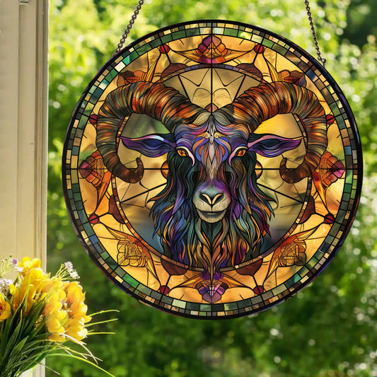 Occult Goat: Stained Glass Style Window Hanging Made With Real Glass