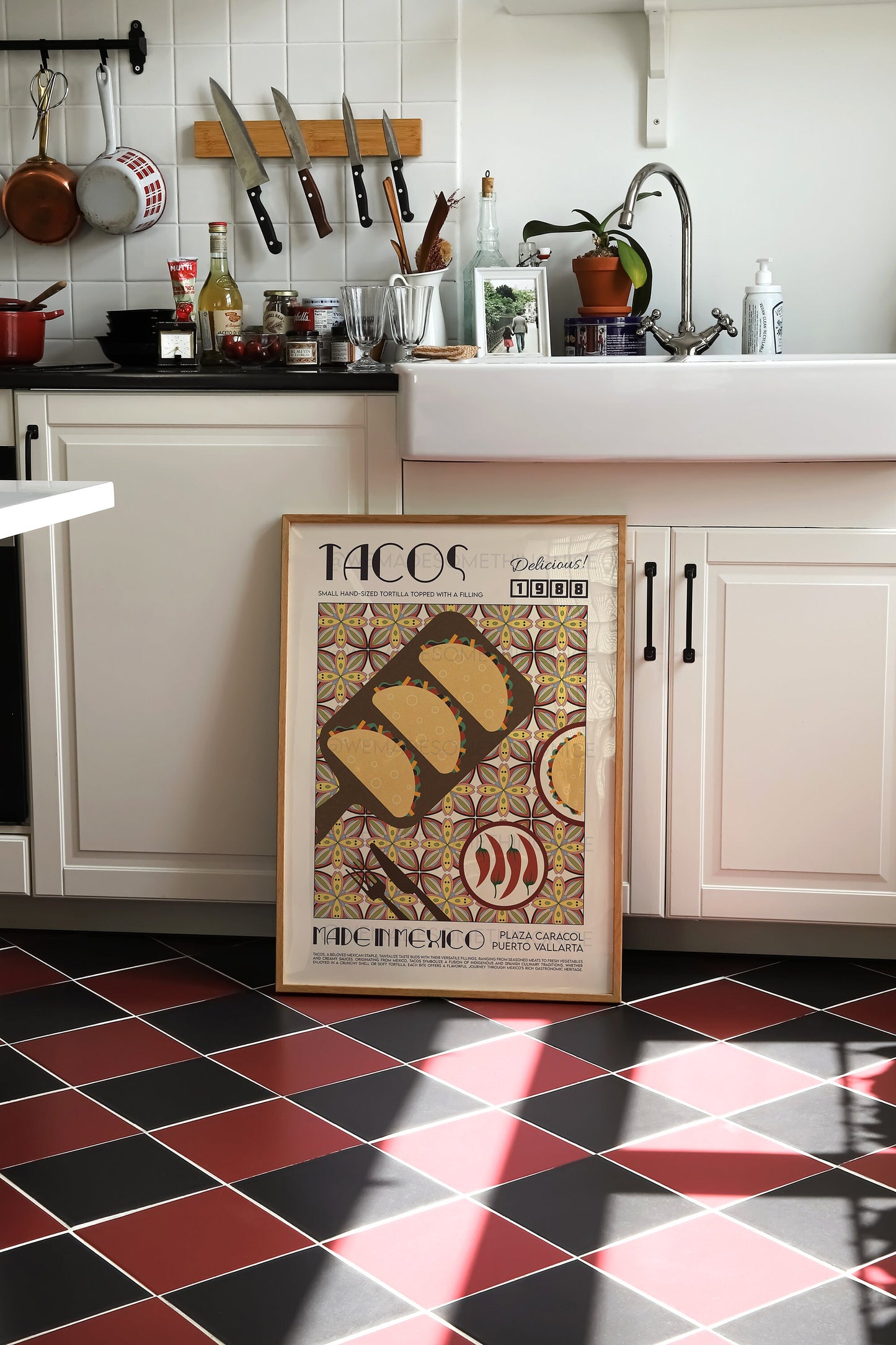 Taco Poster, Kitchen Poster, Kitchen Print, Food Print, Modern Kitchen Decor, Illustration, Mexican, Chef Print, Bar Art, Retro Wall Art