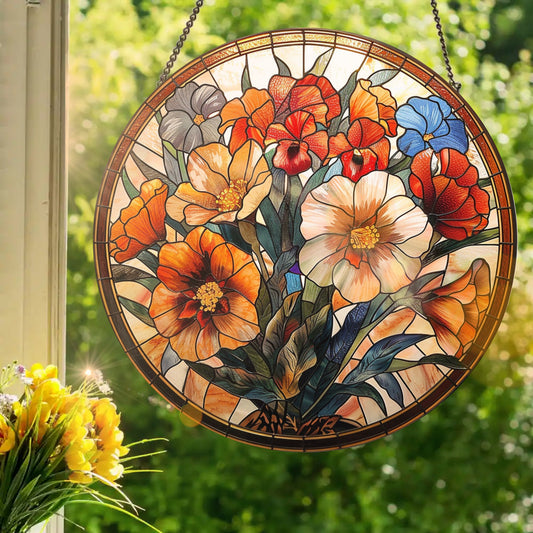 Flower Arrangement: Stained Glass Style Window Hanging