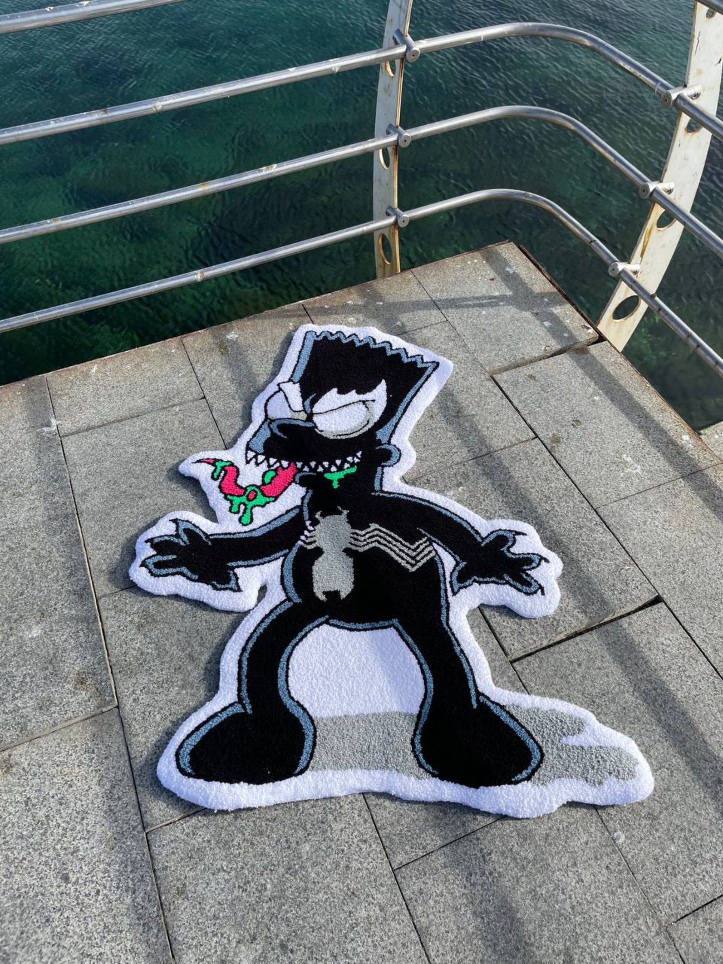 Handmade Bart Simpson Spider Tufted Rug: Non-Slip Bedroom Carpet