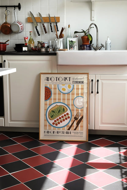 Avocado on Toast Print, Breakfast Poster, Modern Kitchen Decor, Retro Poster, Pop Art, Kitchen Art, Exhibition Poster, Illustration