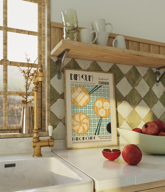 Dim Sum Poster, Kitchen Art, Kitchen Poster, Kitchen Wall Decor, Dumplings Poster, Modern Kitchen Decor, Illustration, Chinese Art