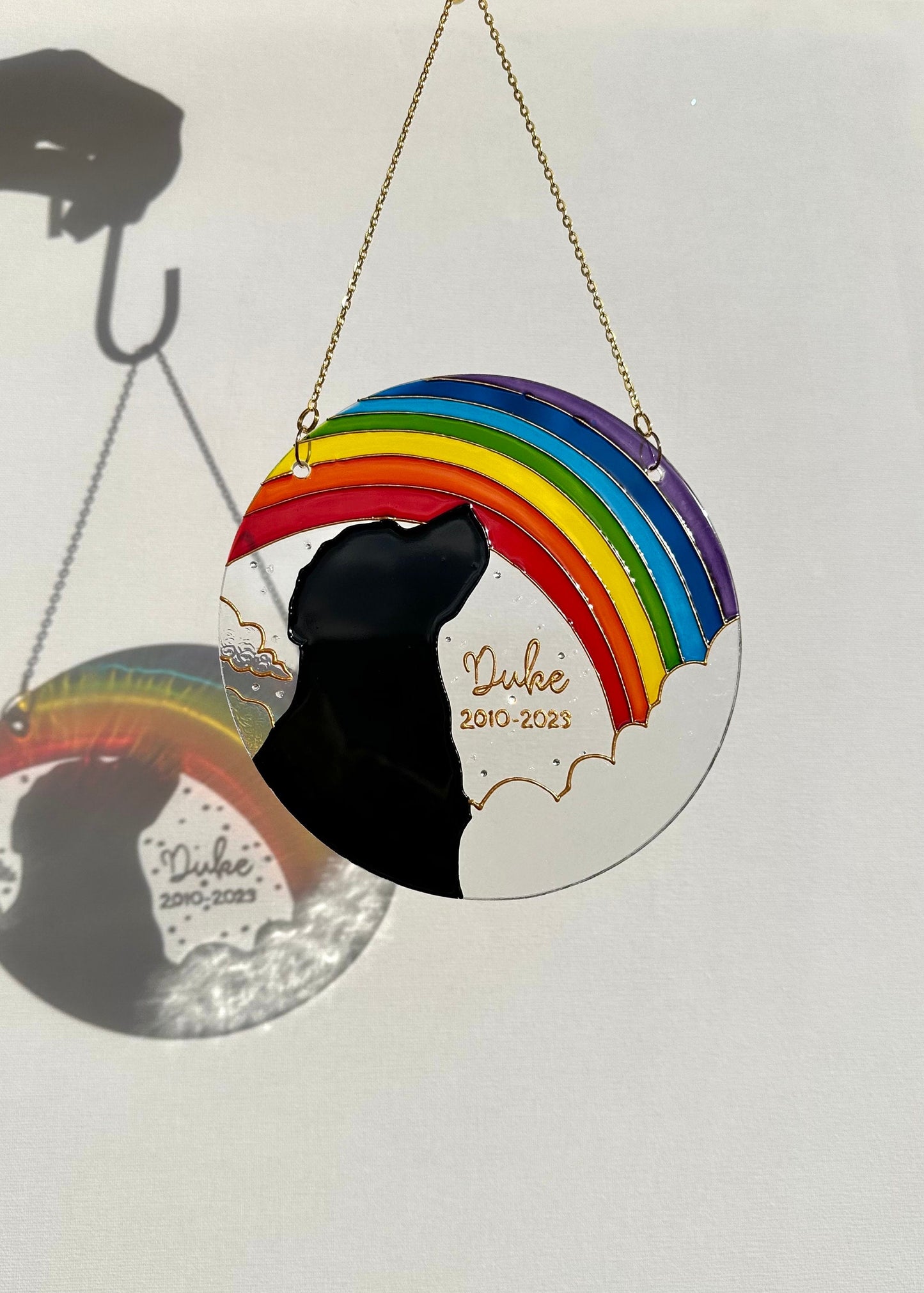 Personalized dog memorial Suncatcher for window Dog lover gifts Aesthetic room decor Stained glass painting