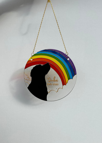 Personalized dog memorial Suncatcher for window Dog lover gifts Aesthetic room decor Stained glass painting