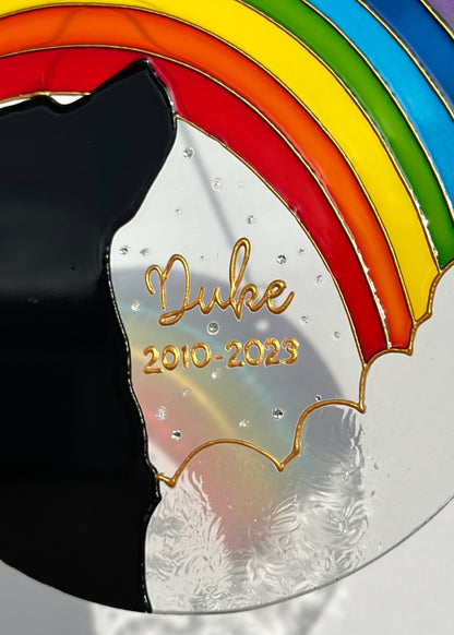 Personalized dog memorial Suncatcher for window Dog lover gifts Aesthetic room decor Stained glass painting