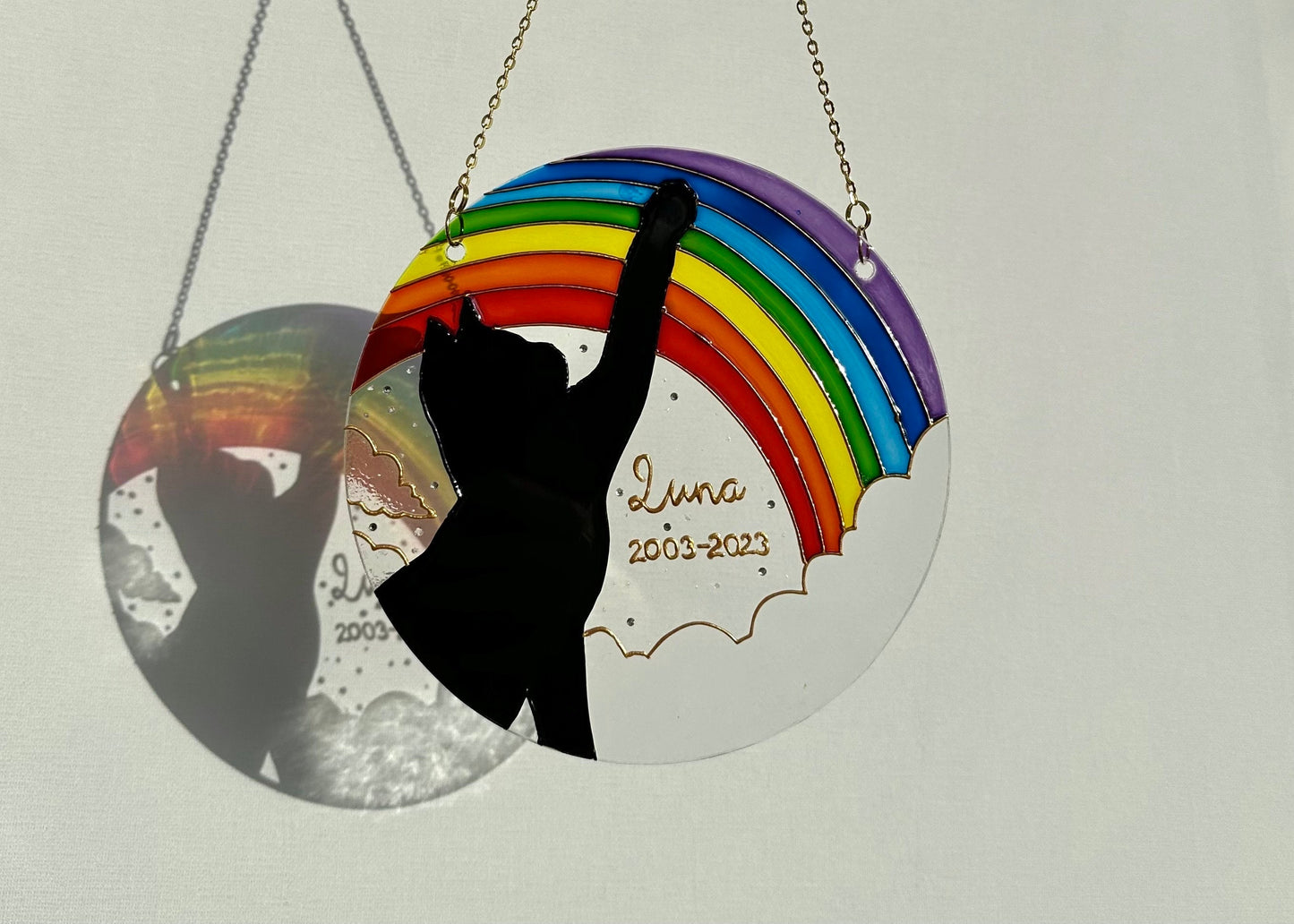 Personalized cat memorial Suncatcher for window Cat lover gift Aesthetic room decor Custom stained glass painting