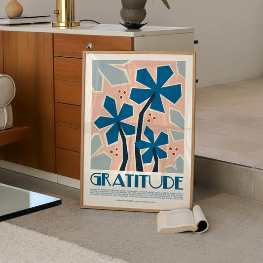 Gratitude Affirmation Print, Positive wall art, Boho Art, Yoga Art, Meditation Print, Mindfulness cards, Bedroom, Gift, Self Love Print