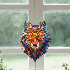 Wolf Acrylic Window Hanging, Gift For Housewarming, Wolf Suncatcher, Wolf Ornament, Gift For Wild Animals Lover, Native American Ornament.