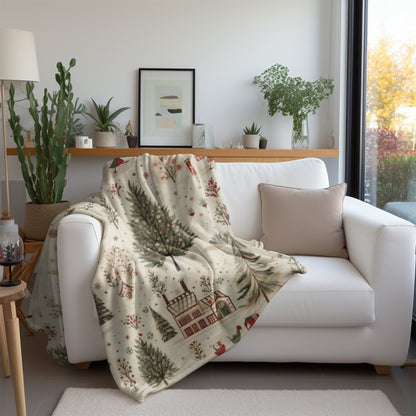 Christmas Blanket, Christmas Village Holiday Throw Nostalgic Village Christmas Town Fleece Christmas Gift Friends Family Co-worker Present