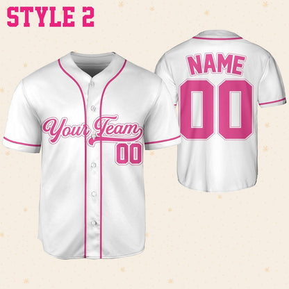 Personalized Team Name And Number Baseball Jersey Custom Design Pink Color Collection, Custom Baseball Jersey Uniform For Baseball Lovers
