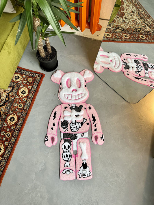 Tufted Bear Rug, Custom Bear Skeleton Rug, Pink Rug, Collectibles home decor, Unique Floor Art, Halloween gift, Christmas gift