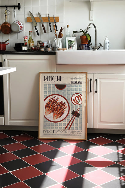 Kimchi Poster, Kitchen Art, Kitchen Poster, Kitchen Print, Food Print, Modern Kitchen Decor, Illustration, Japanese Art, Ramen, Dumplings