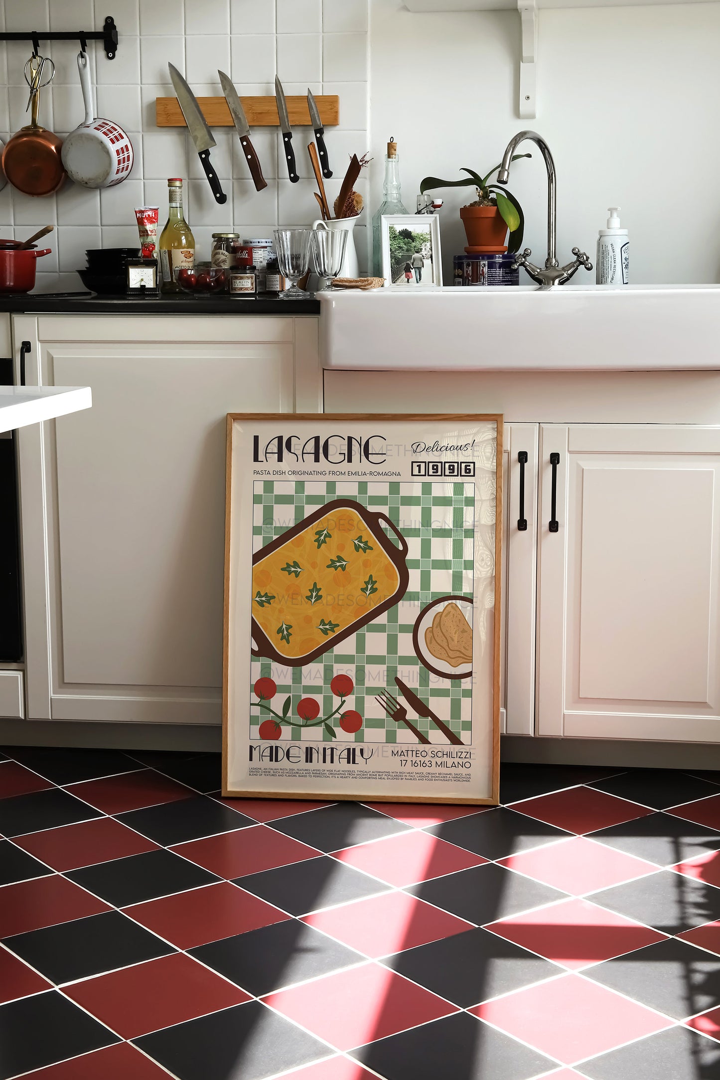 Lasagne Print, Kitchen Poster, Kitchen Print, Kitchen Decor, Food Art, Mid Century Modern, Eat Sign, Rome, Italy Art, Housewarming