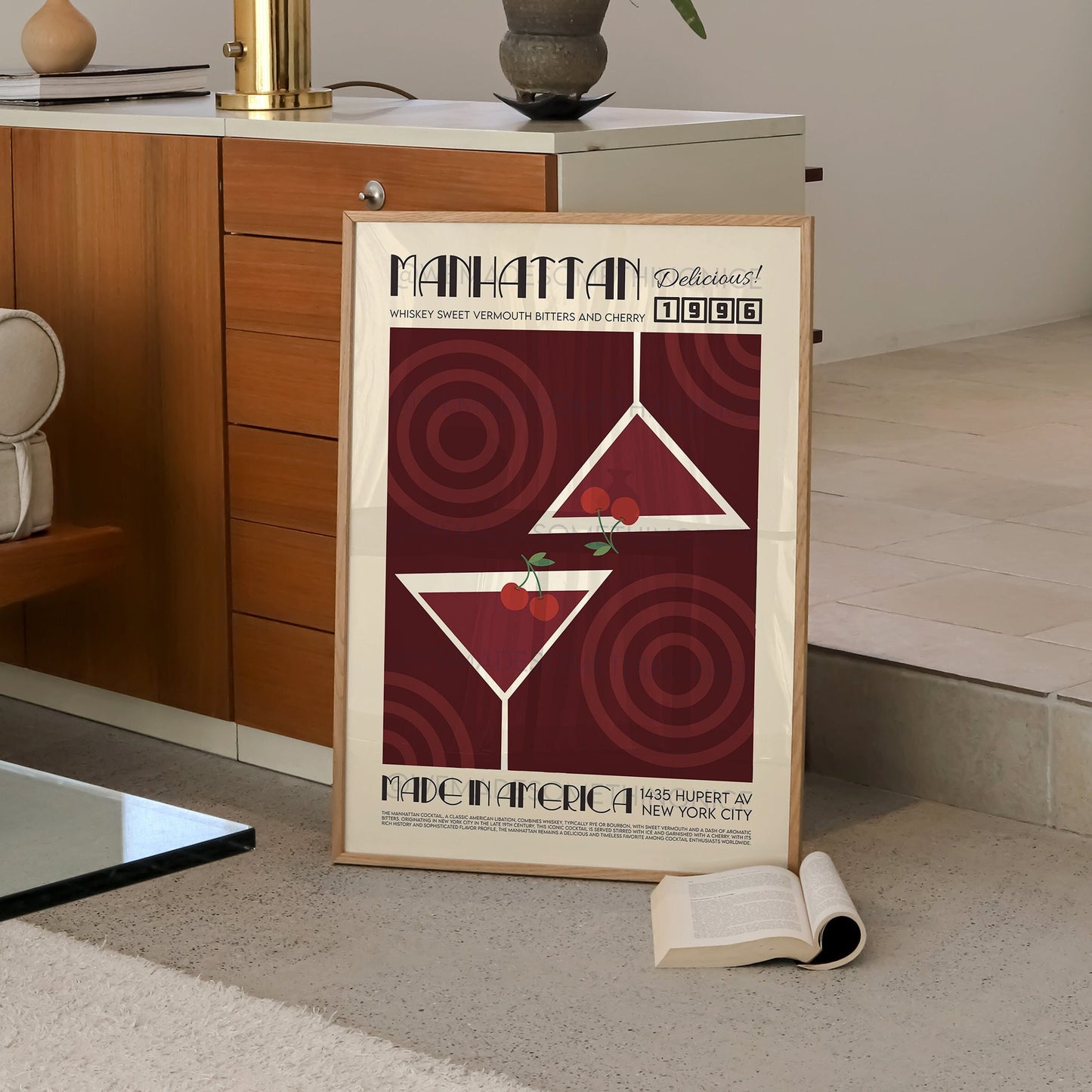 Manhattan Print, Kitchen Poster, Kitchen Print, Cocktail Poster, Cocktail Print, Kitchen Decor, Cocktail Poster, Mid Century Modern