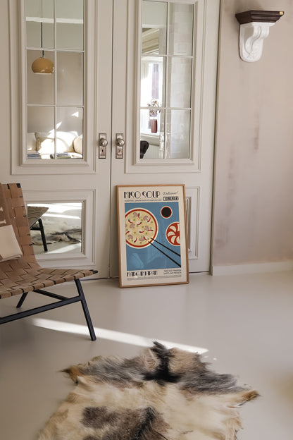 Miso Soup Poster, Asian Food Poster, Modern Kitchen Decor, Illustration, Japanese, Chef Print, Bar Art, Exhibition Poster, Retro Wall Art