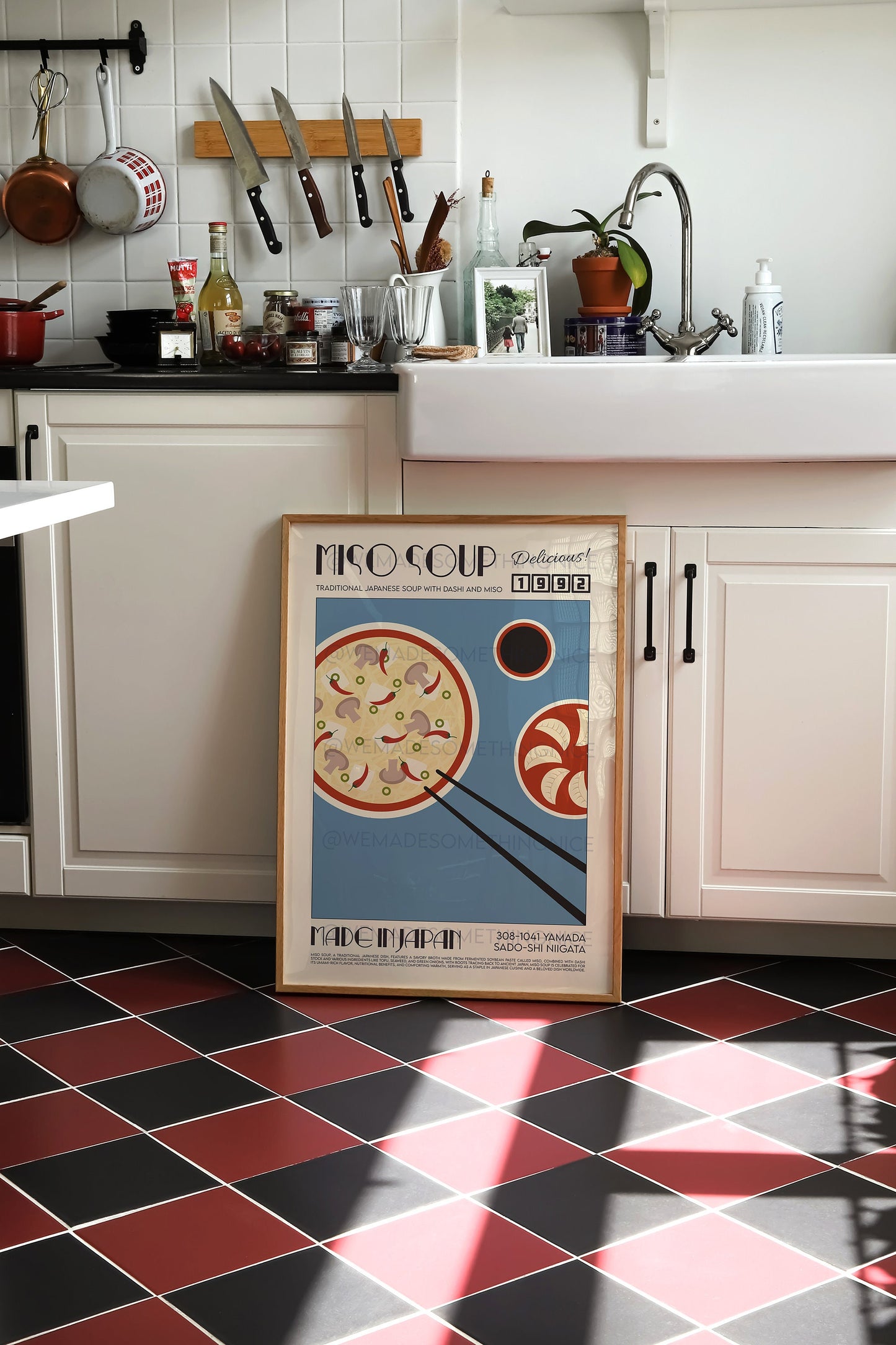 Miso Soup Poster, Asian Food Poster, Modern Kitchen Decor, Illustration, Japanese, Chef Print, Bar Art, Exhibition Poster, Retro Wall Art