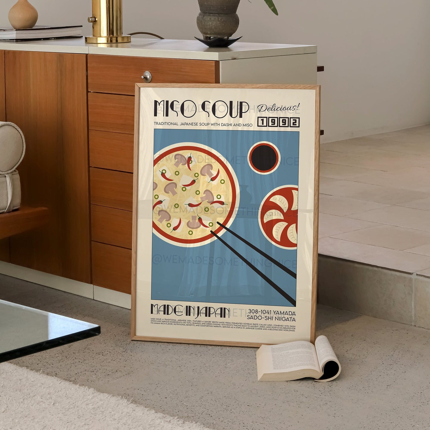 Miso Soup Poster, Asian Food Poster, Modern Kitchen Decor, Illustration, Japanese, Chef Print, Bar Art, Exhibition Poster, Retro Wall Art