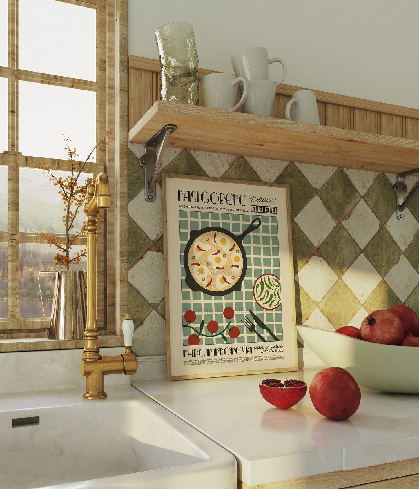 Nasi Goreng Poster, Kitchen Poster, Kitchen Print, Food Print, Modern Kitchen Decor, Chef Print, Exhibition Poster, Retro Wall Art