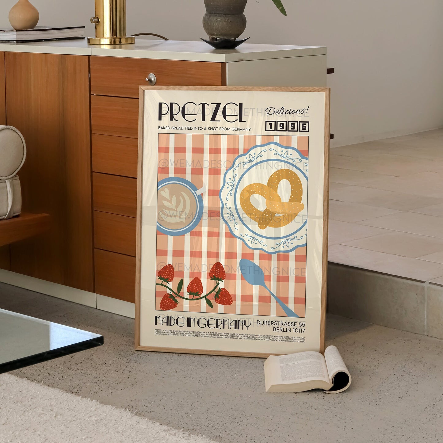 Pretzel Poster, Kitchen Art, Kitchen Print, Kitchen Poster, Food Print, Modern Kitchen Decor, Retro Poster