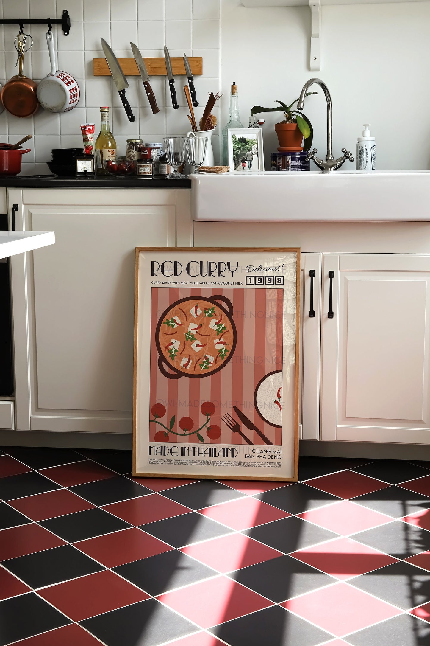 Thai Red Curry Poster, Kitchen Art, Kitchen Poster, Food Print, Food Art, Asian Wall Art, Thailand Art, Retro Wall Art