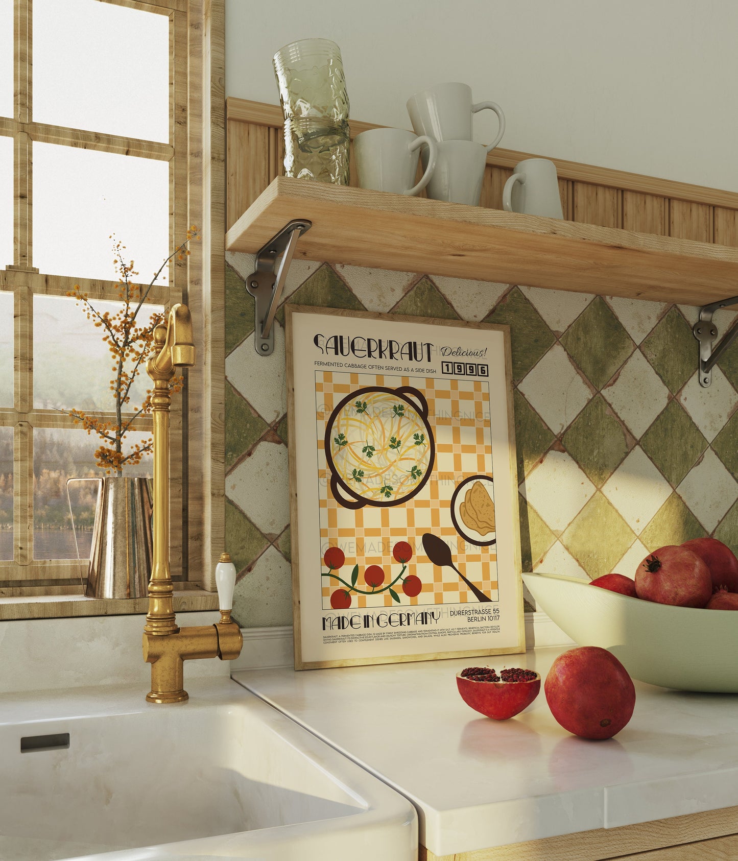 Sauerkraut Poster, Kitchen Art, Modern Kitchen Decor, Illustration, Germany, Chef Print, Bar Art, Exhibition Poster, Retro Wall Art