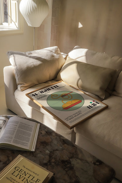 Spaghetti Poster, Pasta Poster, Kitchen Poster, Kitchen Print, Modern Kitchen Decor, Chef Print, Bar Art, Pasta Print, Retro Wall Art