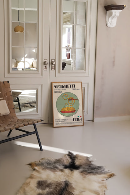 Spaghetti Poster, Pasta Poster, Kitchen Poster, Kitchen Print, Modern Kitchen Decor, Chef Print, Bar Art, Pasta Print, Retro Wall Art