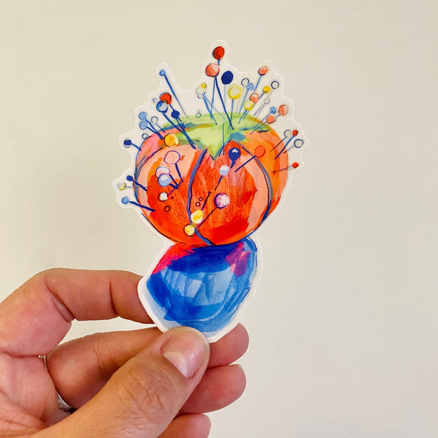 Tomato Pin Cushion | 4"  Sticker Decal | Waterproof  Weatherproof | Sewing Seamstress