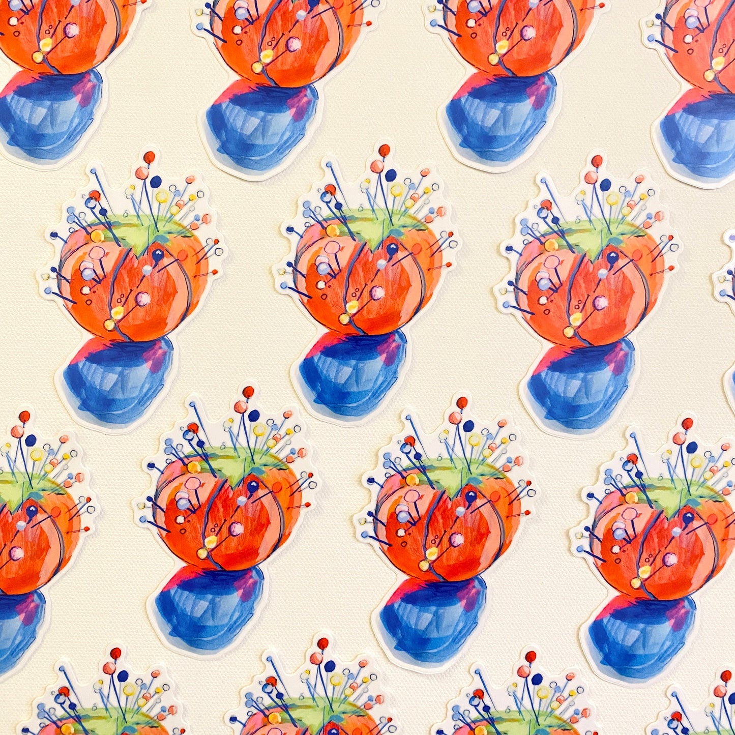 Tomato Pin Cushion | 4"  Sticker Decal | Waterproof  Weatherproof | Sewing Seamstress