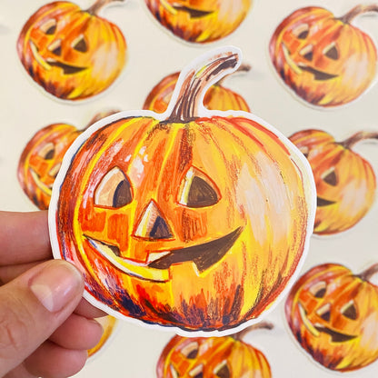 Pumpkin Jack-o-lantern | 4"  Sticker Decal | Waterproof  Weatherproof | Halloween