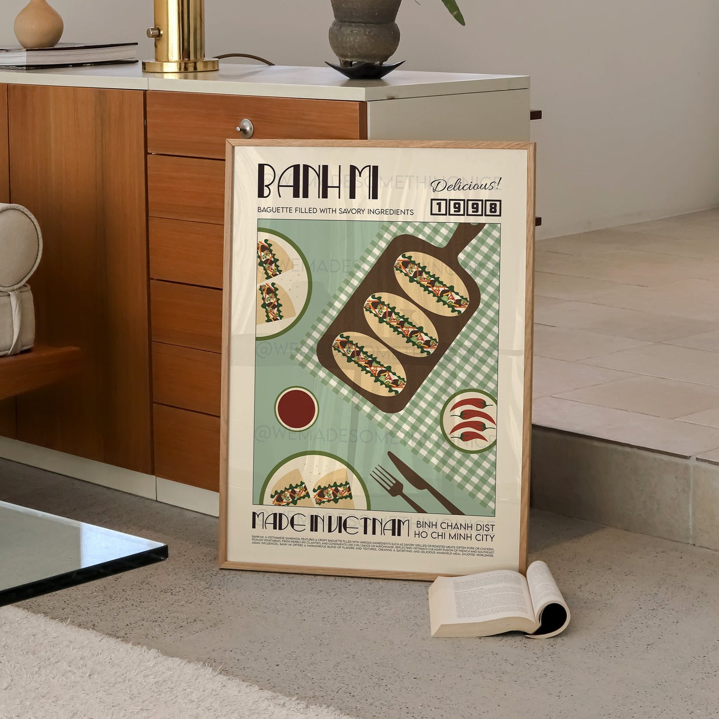 Banh Mi Poster, Food Print, Modern Kitchen Decor, Japanese, Korean Food, Chef Print, Bar Art, Exhibition Poster, Retro Art, Vietnam