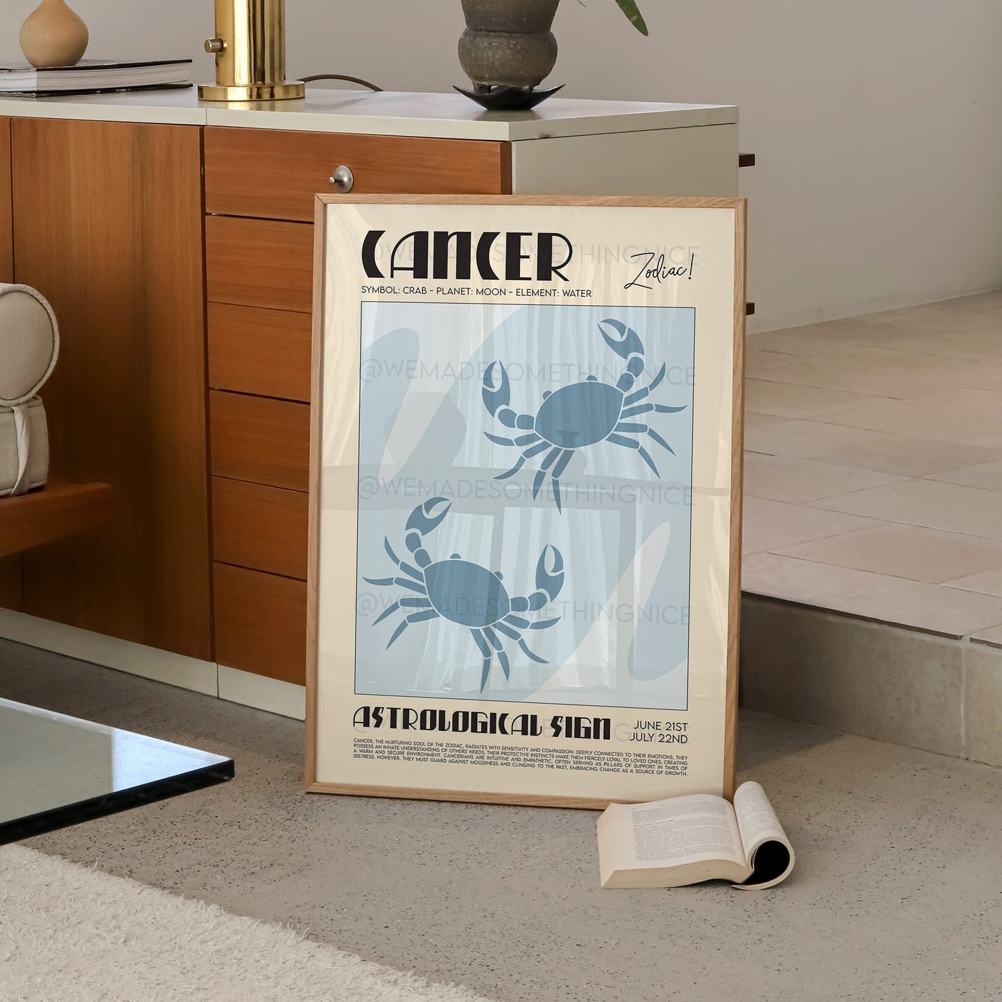 Cancer Poster, Horoscope Print, Astrological Wall Art, Illustration, Exhibition Poster, Zodiac Poster, Birthday Present Housewarming